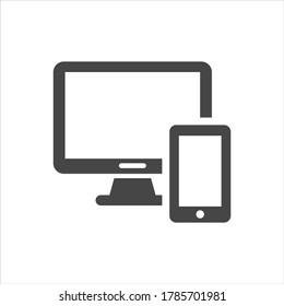 Computer and smartphone vector icon illustration on white background