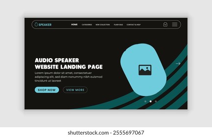 Computer or Smartphone Wireless Speaker Website Landing Page User Interface Design Template