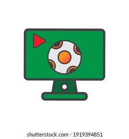 computer with soccer ball illustration design. computer with soccer ball icon isolated on white background. ready use vector.
