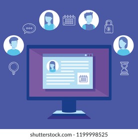 computer with social media icons
