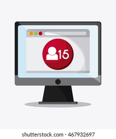 Computer social media message communication icon. Colorfull and flat illustration vector