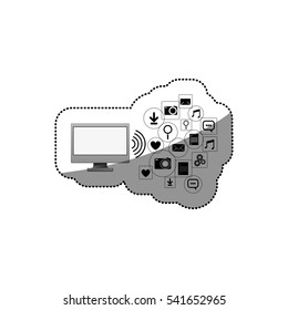 Computer social media and multimedia icon set design