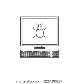 Computer software bug symbol. Code debugging. Test app for error.