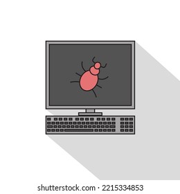 Computer software bug symbol. Code debugging. Test app for error