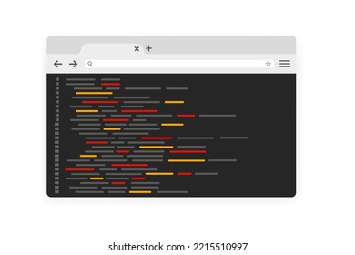 Сoding computer software coding program text screen programming on site. Vector illustration