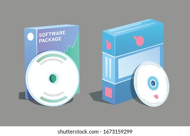 Computer Software Package Vector Illustration.