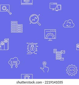 Computer software seamless pattern in line style. Technology background. Vector illustration.