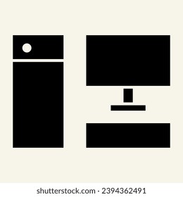 Computer solid icon. Pc vector illustration isolated on white. Desktop glyph style design, designed for web and app. Eps 10