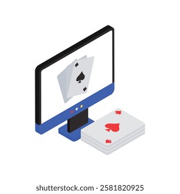 Computer Solitaire Vector Flat Isometric Icon Style illustration. Eps 10 File