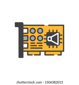 Computer sound card flat icon, vector sign, colorful pictogram isolated on white. Symbol, logo illustration. Flat style design