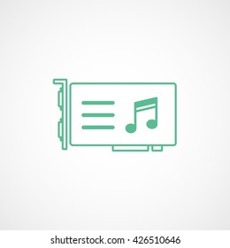 Computer Sound Card Green Line Icon On White Background