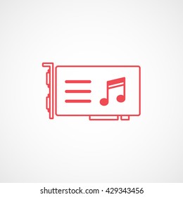 Computer Sound Card Red Icon On White Background