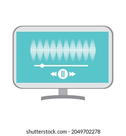 computer sound wave and podcast audio