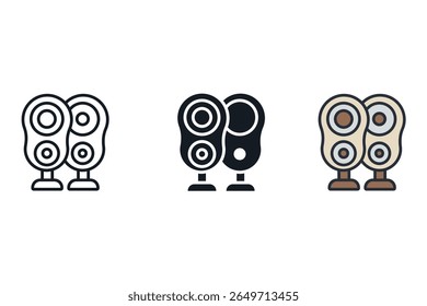 Computersprechersymbole einzeln auf weißem Hintergrund. Flaches Design, Symbolsammlung