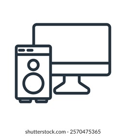 computer speaker icons symbol with elements for infographic web