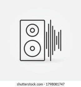 Computer Speaker with Sound Wave vector concept icon or sign in outline style