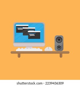 	
computer and speaker vector illustration,