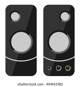 Computer speakers isolated on white background