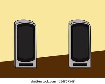 computer speakers on the Desk