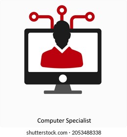Concepto de icono de ingeniero o especialista en informática