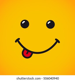 Computer square icon. Happy World Smile Day greeting card concept. Creative smile with tongue. Isolated abstract graphic design template. Internet messenger emoticon. 