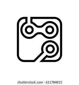 Computer square line icon