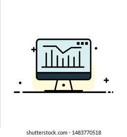 Computer, Static, Graph, Monitor Business Logo Template. Flat Color