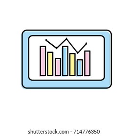 computer with statistics diagram bar