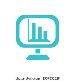 computer statistics diagram report business finance color silhouette vector illustration
