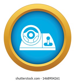 Computer steering wheel icon blue vector isolated on white background for any design