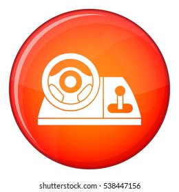 Computer steering wheel icon in red circle isolated on white background vector illustration