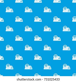 Computer steering wheel pattern repeat seamless in blue color for any design. Vector geometric illustration