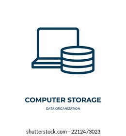 Computer Storage Icon. Linear Vector Illustration From Data Organization Collection. Outline Computer Storage Icon Vector. Thin Line Symbol For Use On Web And Mobile Apps, Logo, Print Media.