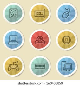 Computer storage web icons, color vintage stickers