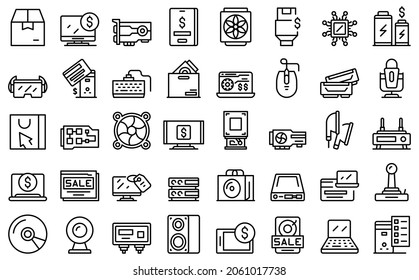 Computer store icons set outline vector. Online store. Web marketplace