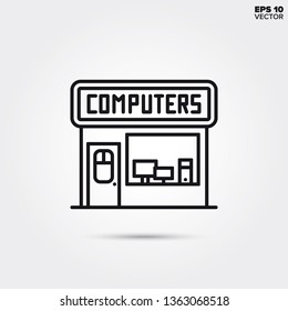 Computer store line icon. EPS 10 vector shop illustration.