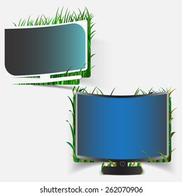 computer streaker tear sheet of paper in the slot grass, nature