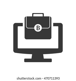 computer suitcase money financial commerce icon. Flat and Isolated design. Vector illustration