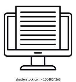 Computer summary icon. Outline computer summary vector icon for web design isolated on white background