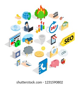 Computer support icons set. Isometric set of 25 computer support vector icons for web isolated on white background