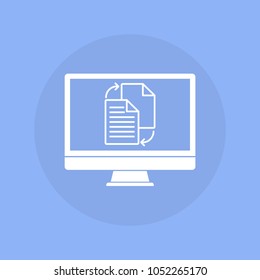  Computer with swap file icon . Vector illustration