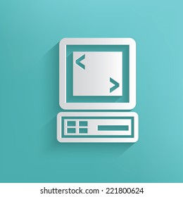 Computer symbol on blue background,clean vector