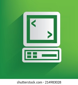 Computer symbol on green background,clean vector