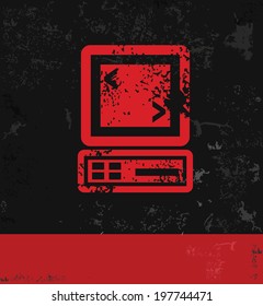 Computer symbol,grunge vector