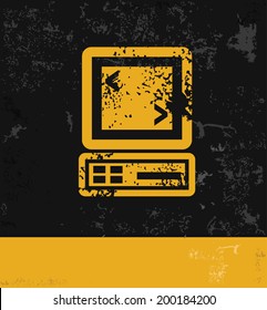 Computer symbol,grunge vector