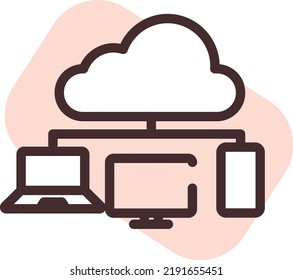 Computer syncronisation, illustration, vector on a white background.