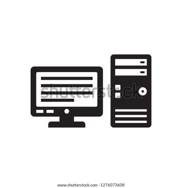 Computer system block\
and monitor - black icon on white background vector illustration\
for website, mobile application, presentation, infographic. Display\
concept sign. 