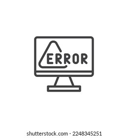 Computer system error line icon. linear style sign for mobile concept and web design. Computer error notice outline vector icon. Symbol, logo illustration. Vector graphics