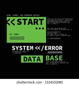 Computer system error typography, tee shirt graphics, vectors