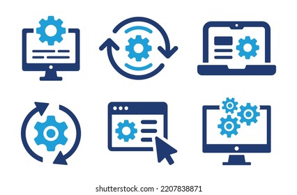 Computer system icon set. Software update icon isolated on white background. Technology concept.